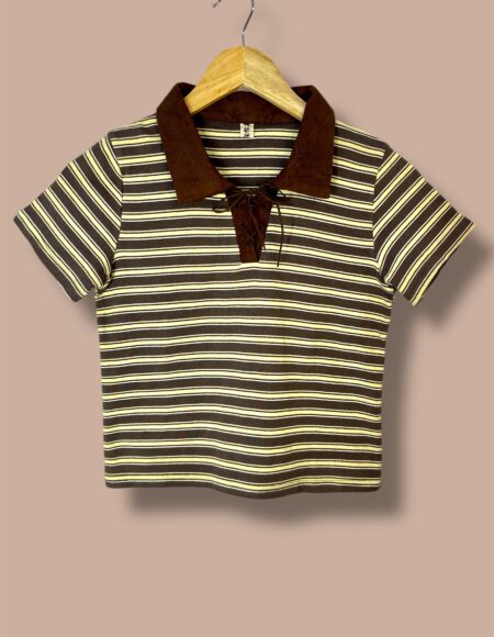 retro stripe lace up top