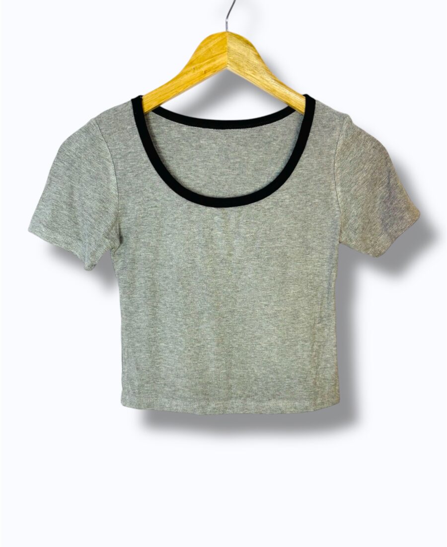 classic grey ribbed top