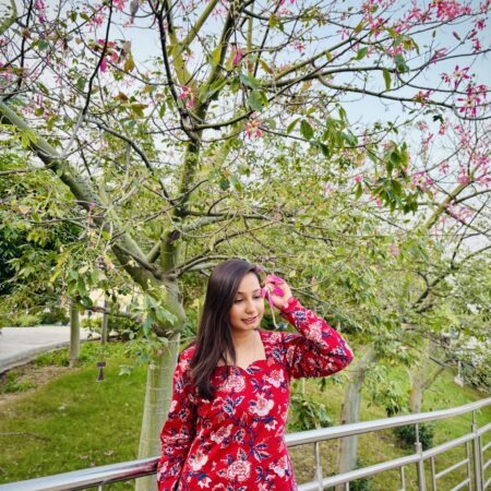 cherry sweetheart neck kurti